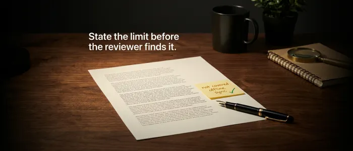 A document with its limitations written plainly in the margin in amber ink.